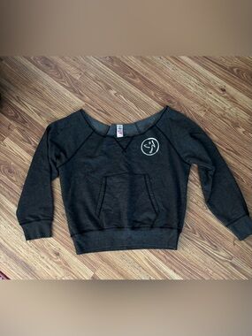 Zumba Fitness Black Scoop-Neck Cropped Sweatshirt
